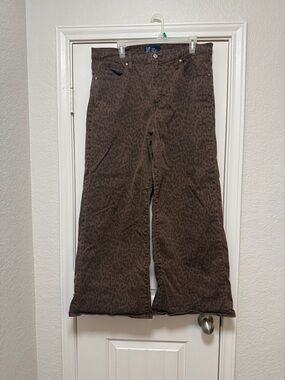 GAP High-Rise Wide-Leg Leopard Jeans - Brown